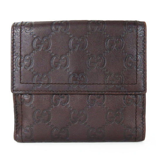 GUCCI Bifold Wallet 190349 Sima leather Dark brown Women Used