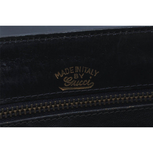 Gucci 1973 navy leather roomy handbag with a gold GG snap