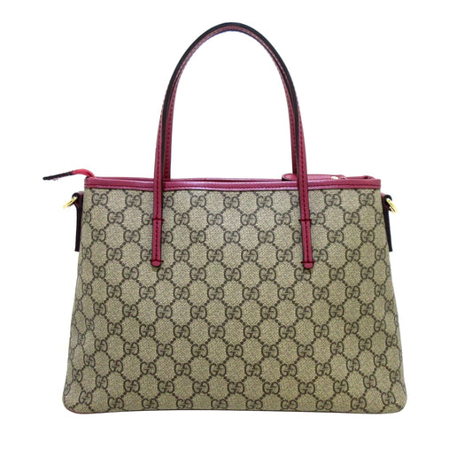 Brown Gucci GG Supreme Convertible Zip Tote Satchel