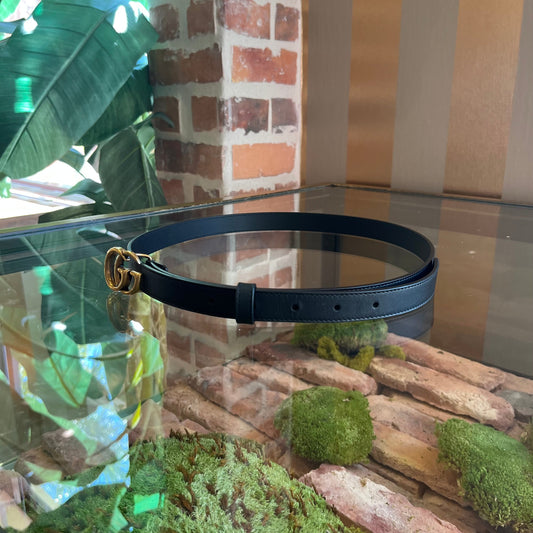 GUCCI GG Marmont Thin Black Leather Belt 95/38