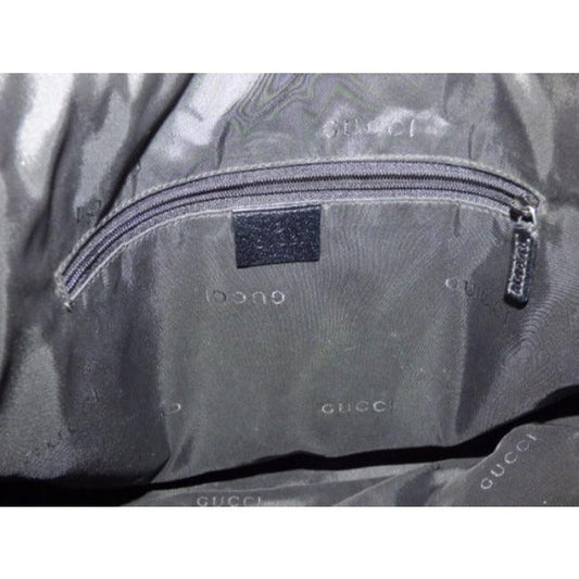 Gucci Jackie Vintage Black Leather Nylon Fabric Shoulder Bag