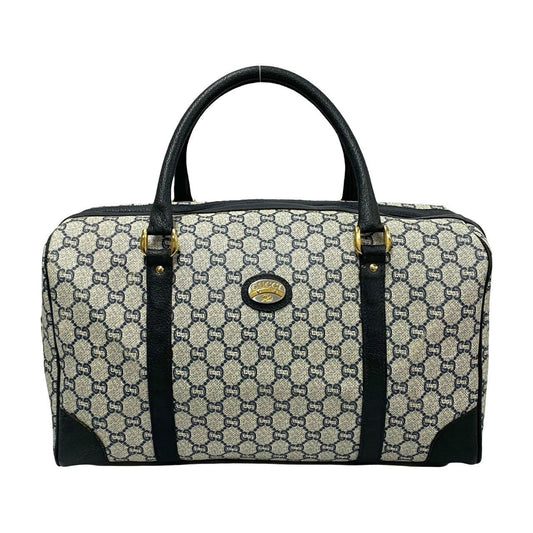 GUCCI Boston Duffel bag Leather, PVC Navy Gucci Plus logo Metal Women Used