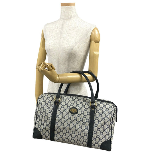 GUCCI Boston Duffel bag Leather, PVC Navy Gucci Plus logo Metal Women Used