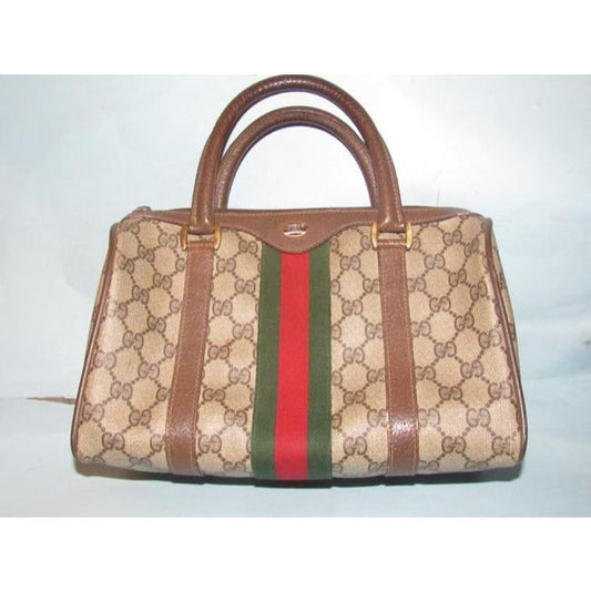 Gucci Boston Bag Guccissima Print Coated And Leather Brown Patent Gg Canvas Satchel