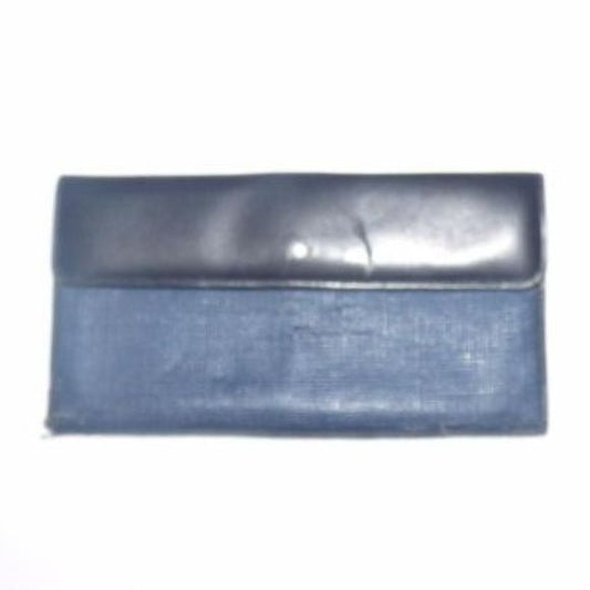 Gucci  Vintage Navy Coated Canvas Leather Checkbook Wallet