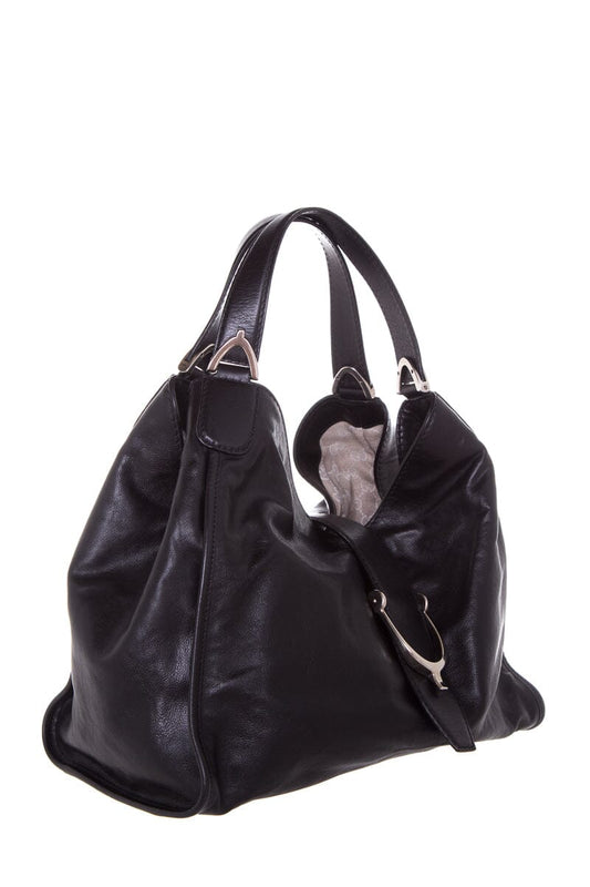 Gucci Black Leather D-Ring Tote