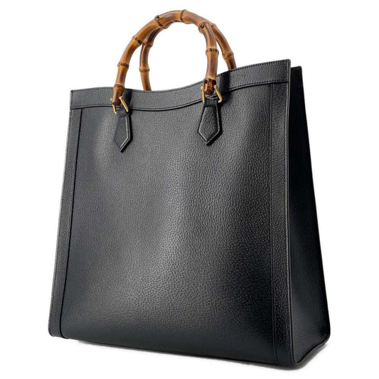 GUCCI Diana Bamboo Tote Bag Black 703218 Leather Bamboo