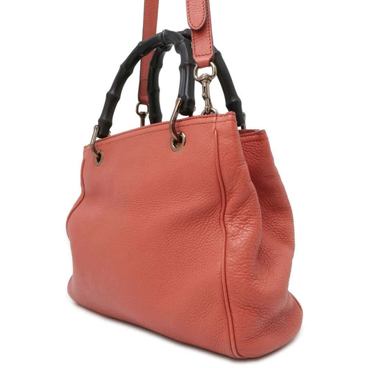 GUCCI Bamboo2wyHandbag Pink 336032 Leather