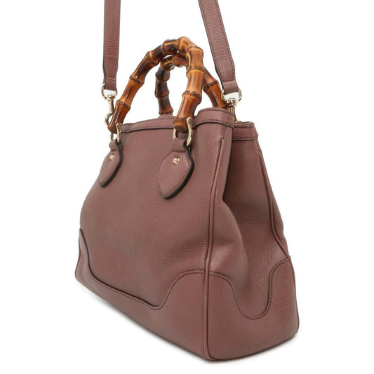GUCCI Bamboo2wyHandbag Brown 308360 Leather