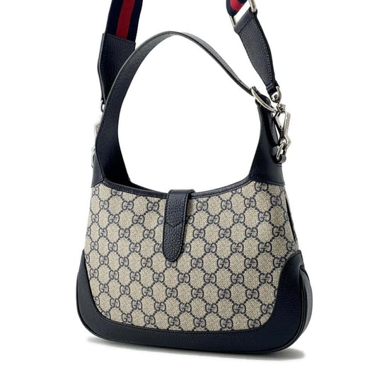 GUCCI Jackie 1961 Shoulder Bag Black/Beige 678843 PVC Leather Size Small