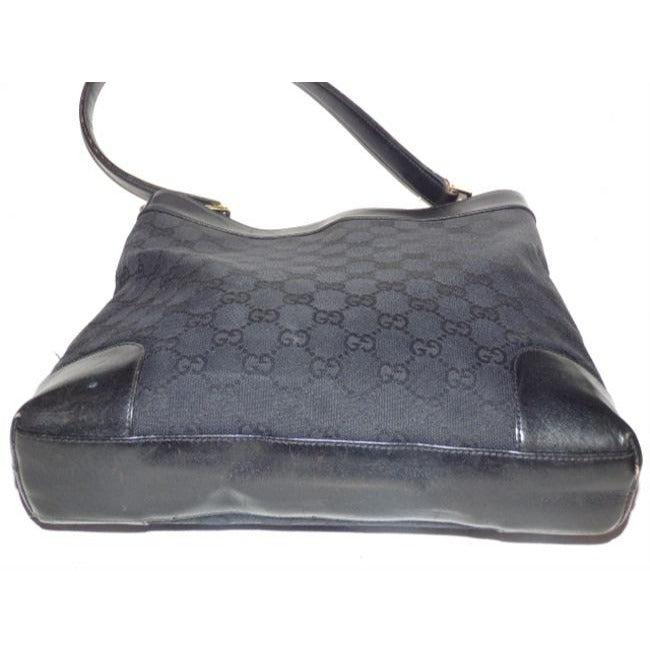 Gucci Gg Supreme Shoulder Guccissima Top Handle Black G Logo Print Leather Canvas Hobo