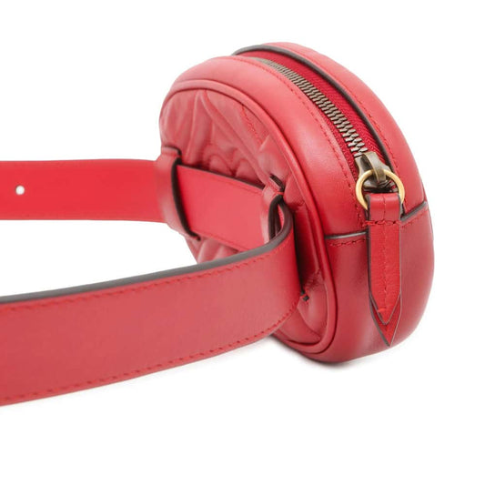 GUCCI Crossbody Bag GG Marmont Red 476434 Leather