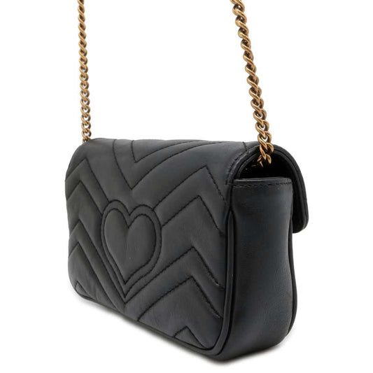 GUCCI GG Marmont Quilted Leather Super Mini Bag Black 476433
