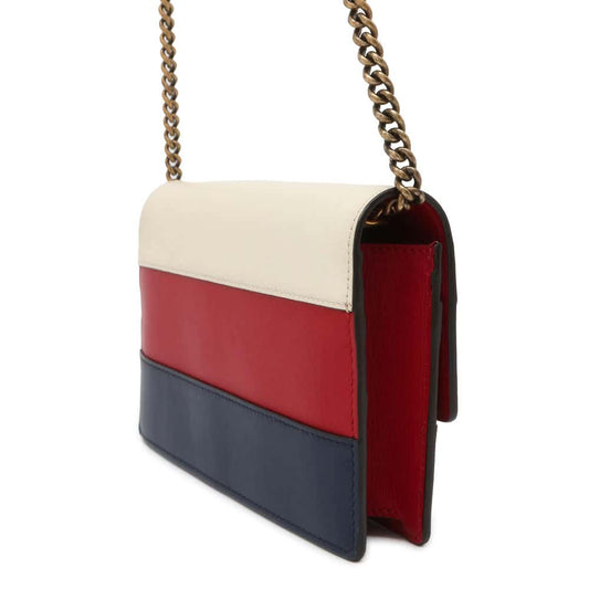 GUCCI Chain Wallet Queen Margaret Bee Red/White/Navy 476079 Leather