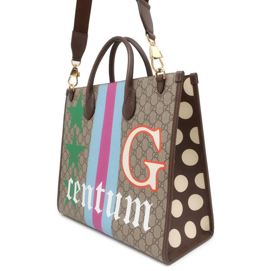 GUCCI Interlocking G Medium Tote Bag Beige/Brown/Multicolor 674148 PVC Leather