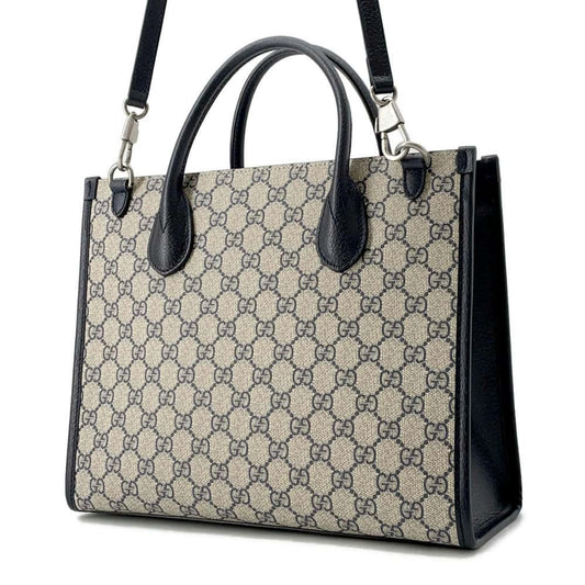 GUCCI Interlocking G Tote Bag Beige/Blue 659983 GG SupremeCanvas Size Small