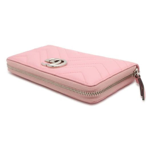 GUCCI GG Marmont Zip AroundNagazaiCloth Pink 443123 Leather