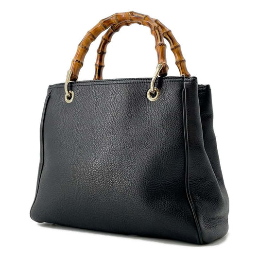 GUCCI Bamboo Shopper Tote Black 336032 Leather