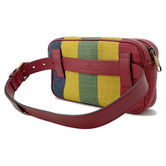 GUCCI Baiadera Striped Waist Bag Multicolor 625895 Canvas Leather