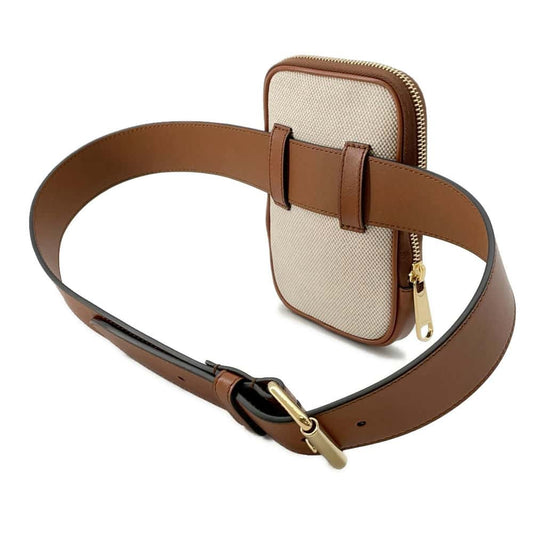 GUCCI Cherie Line Belt Bag Phone Case Beige/Brown 581519 Canvas Leather
