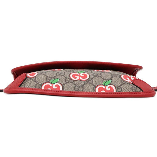 GUCCI Apple GG Supreme Repom Waist Bag Beige/Red 625233 PVC Leather
