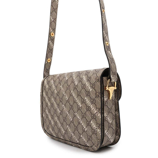 GUCCI BALENCIAGACollaboration Horsebit1955 Shoulder Bag Beige 602204 GG SupremeCanvas