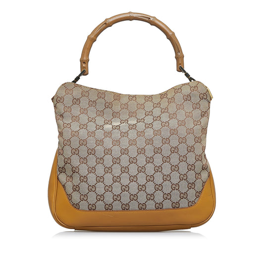 GUCCI GG Canvas Bamboo Web Satchel