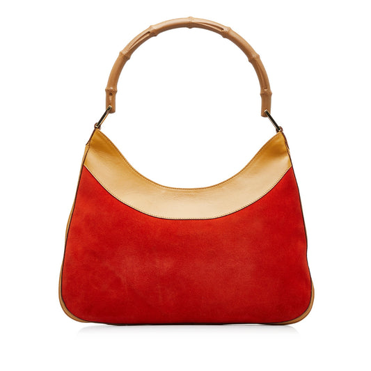 GUCCI Bamboo Suede Shoulder Bag