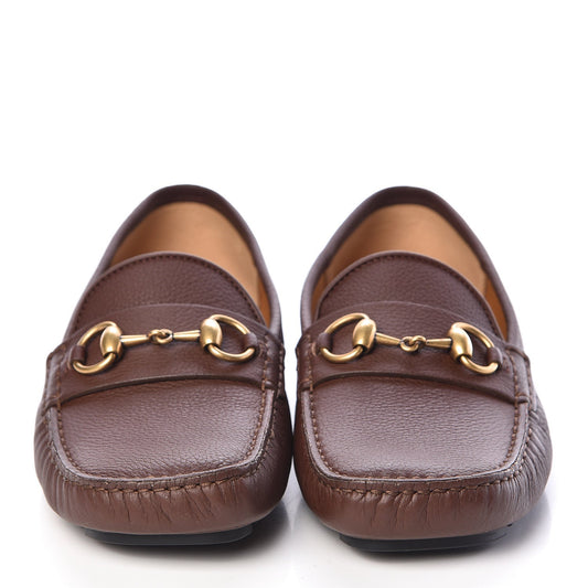 Gucci Calfskin Hebron Horse Bit Loafer Moccasins in Brown