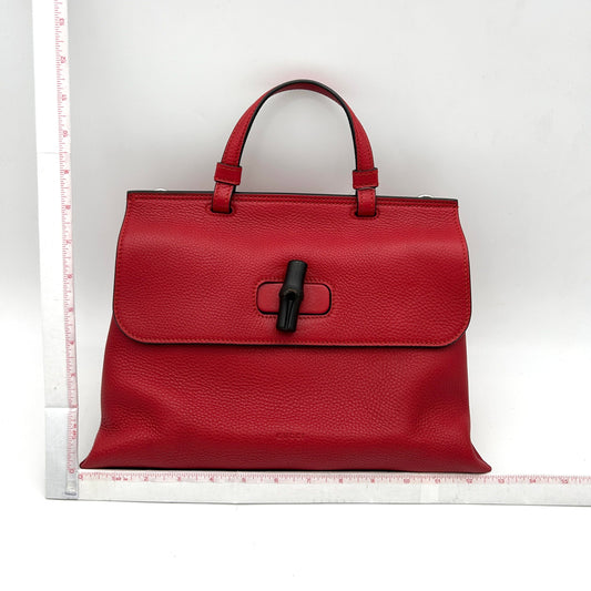 GUCCI Cellarius Calfskin Small Bamboo Daily Top Handle Bag Hibiscus Red gu9955vd