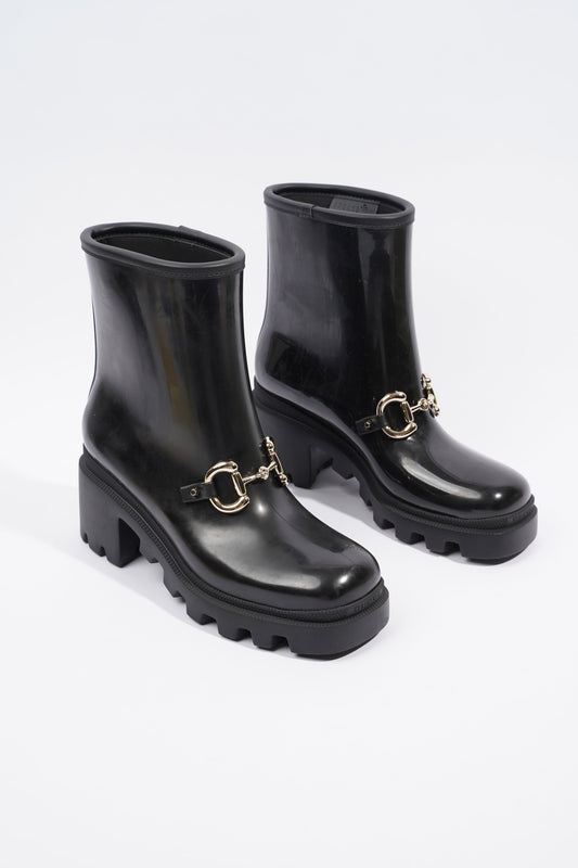 Gucci Horsebit Boots Black Rubber EU 36 UK 3