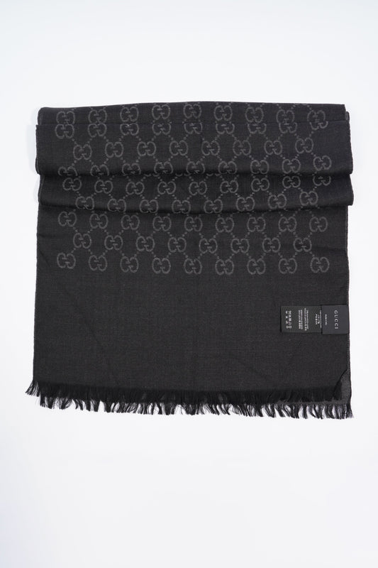 Gucci GG Wool Silk Stole Black / Dark Grey Wool