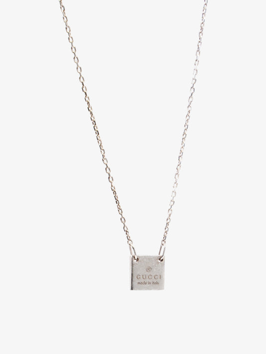 Gucci Logo Plate Necklace Silver Silver Sterling
