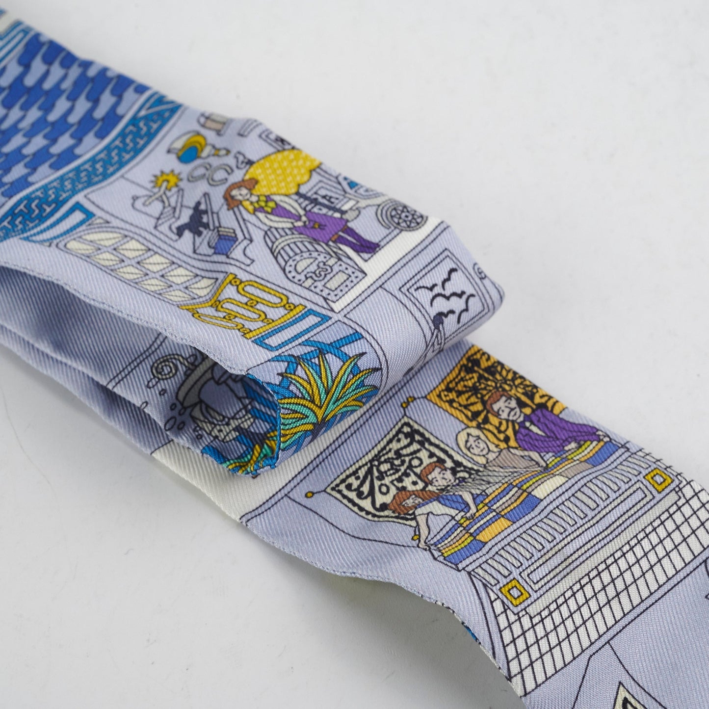 Hermes Silk Twilly Blue/Yellow