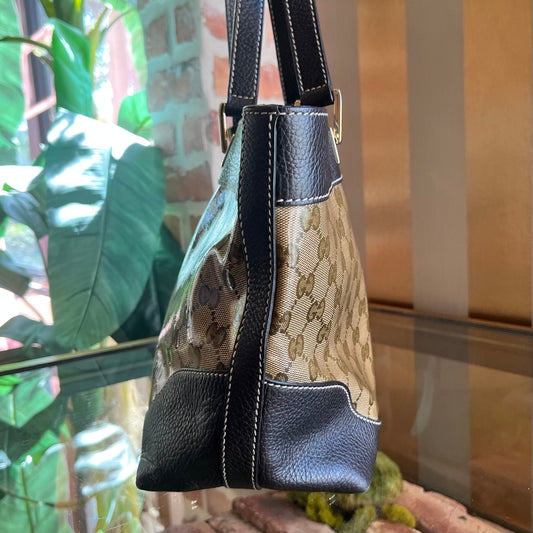 GUCCI Beige Brown GG Crystal Canvas Tote Bag