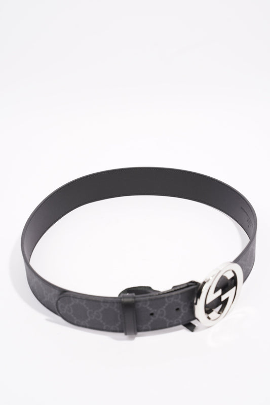 Gucci GG Supreme Belt With G Buckle Black / Grey Canvas 85cm 34'