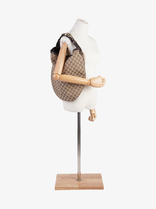 Gucci GG Hobo Beige And Ebony GG Supreme / Brown Canvas