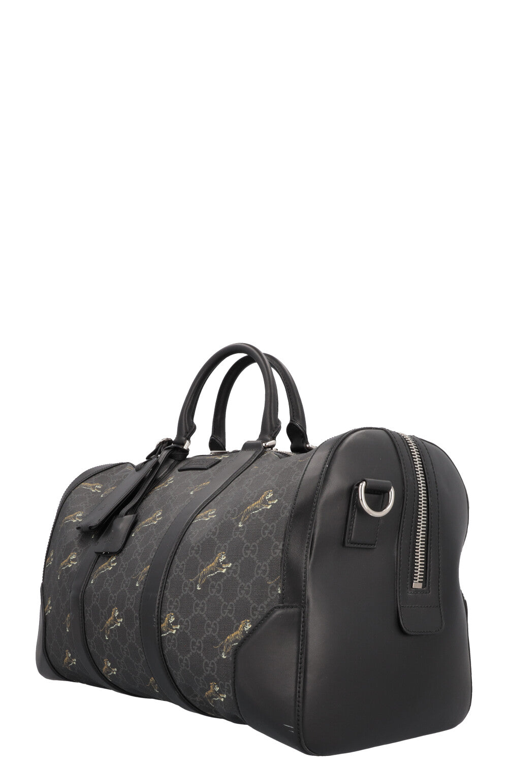 GUCCI Tiger Supreme Canvas Bowling Bag Charcoal