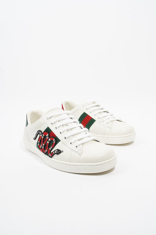 Gucci Ace Arg Snake White / Red / Green Leather EU 42.5 UK 8.5