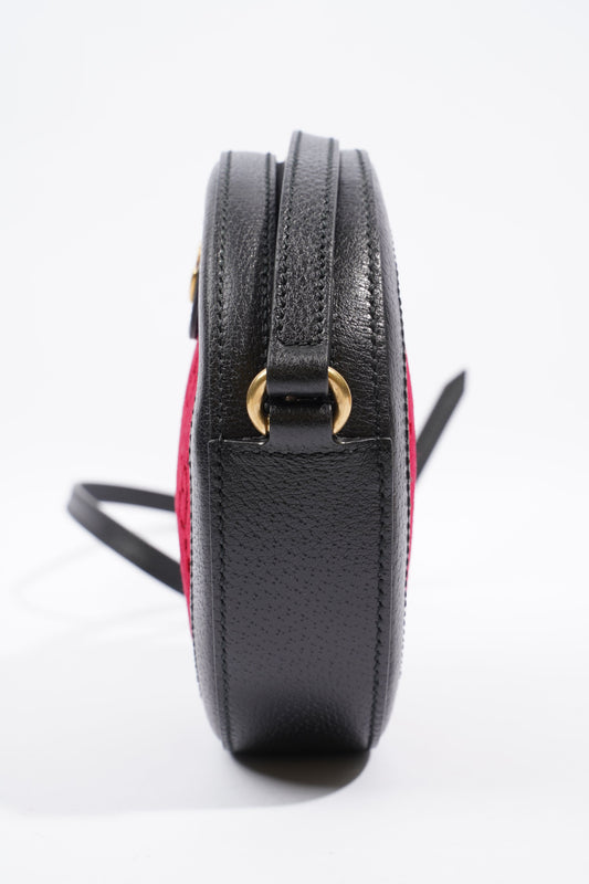 Gucci GG Round Shoulder Bag Black / Burgundy Velvet