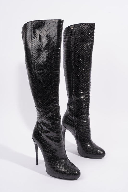 Gucci High Heel Boot 120 Black Python EU 38 UK 5