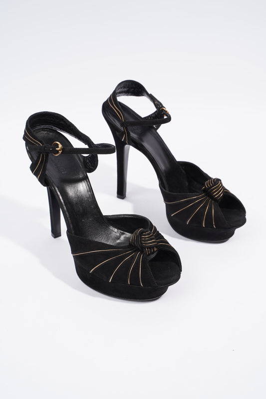 Gucci Heeled Sandal 120 Black Suede EU 38 UK 5