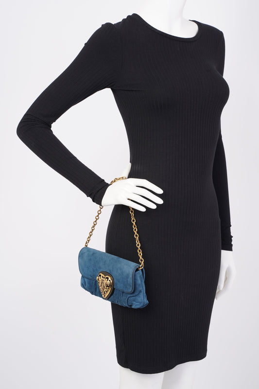 Gucci Clutch Bag Blue Suede