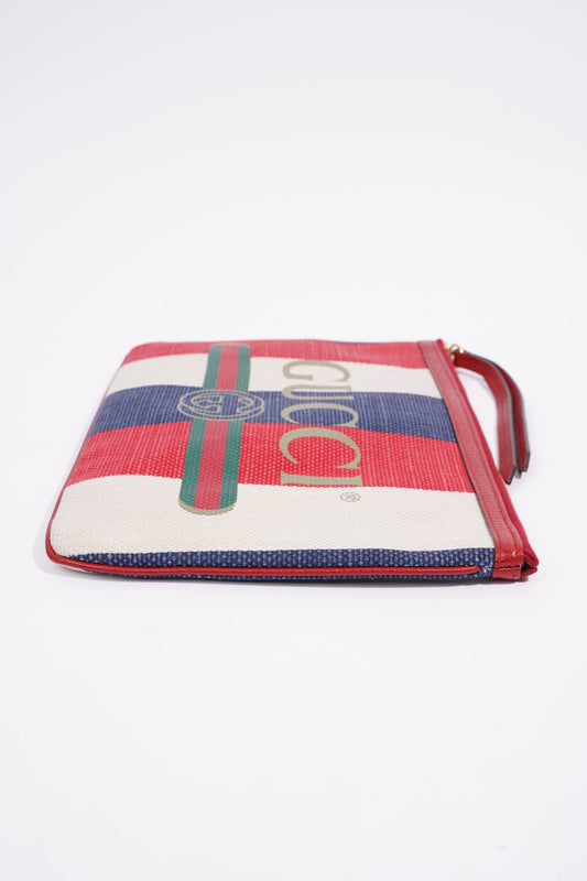 Gucci Clutch Red / White / Blue Canvas