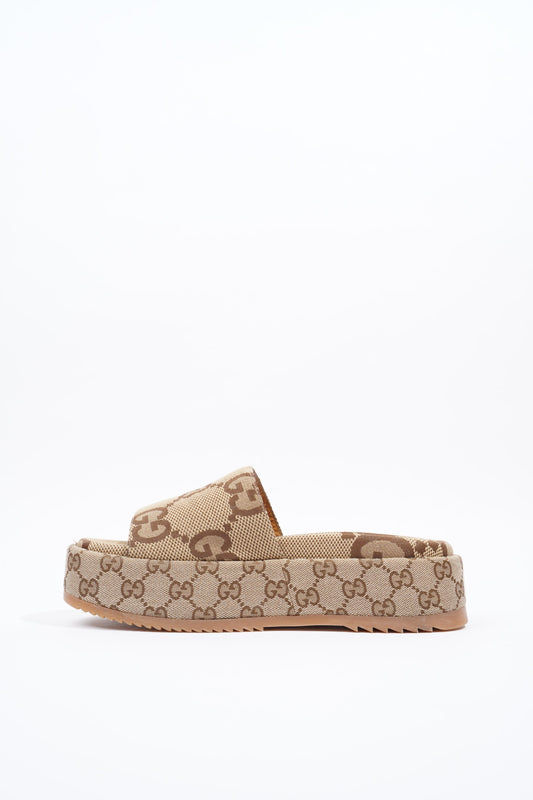 Gucci Angelina Maxi GG Beige / Brown Logo Canvas EU 38.5 UK 5.5