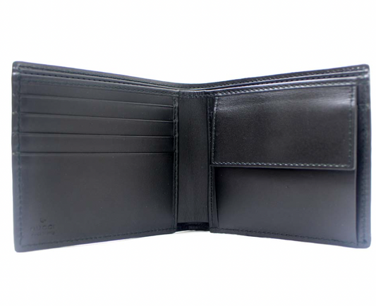 GUCCI Interlocking GG Black Leather Bifold Wallet