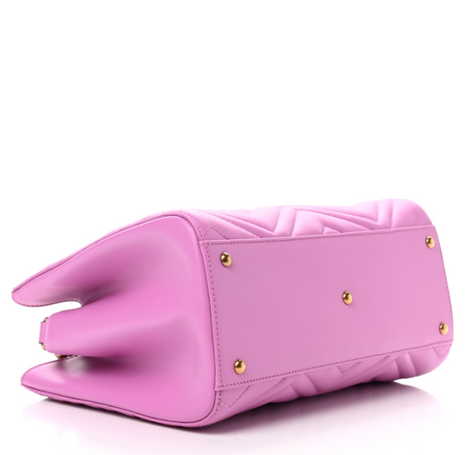 GUCCI Calfskin Matelasse Small GG Marmont Tote Candy Pink