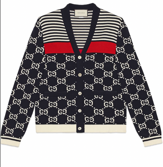 Gucci GG Supreme Striped Knit Cardigan