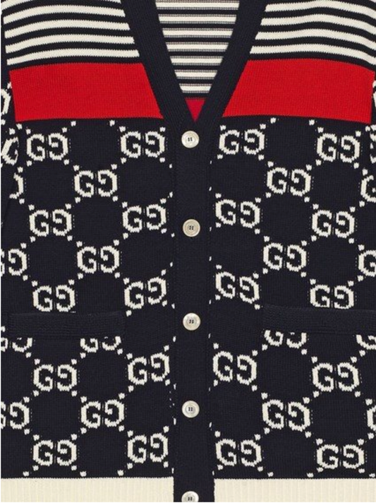Gucci GG Supreme Striped Knit Cardigan