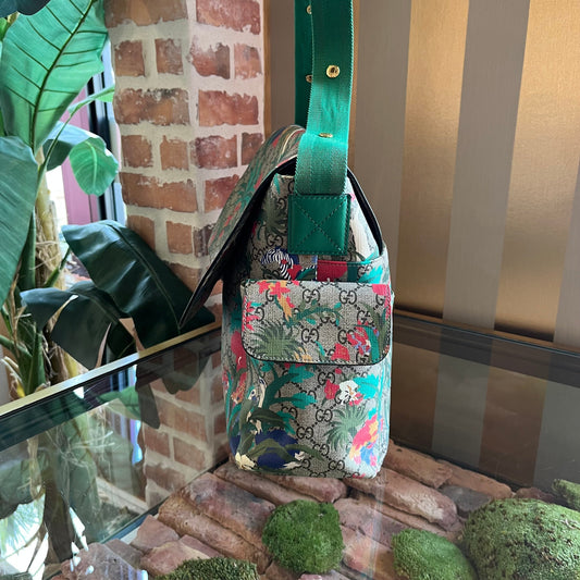GUCCI GG Supreme Monogram Jungle Green Diaper Bag